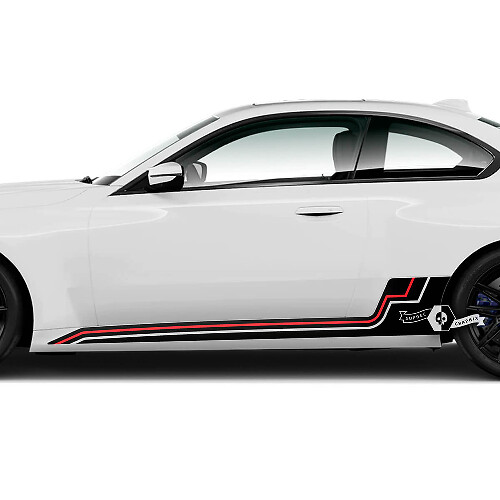 Paar BMW M2 M240 G42 F22 F87 M Performance Rocker Panel Side Stripes Ascent Line Doors Stripe M Vinyl Decal Sticker 2 kleuren
