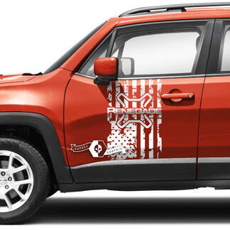 Paar Jeep Renegade zijdeuren vlag USA vernietigd grafische vinyl stickers sticker
