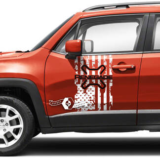 Paar Jeep Renegade zijdeuren vlag USA vernietigd grafische vinyl stickers sticker 2 kleuren
