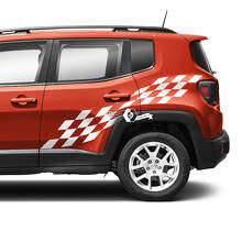 Paar Jeep Renegade zijdeuren Spatbord geruite vlag grafische vinyl stickers sticker
 2
