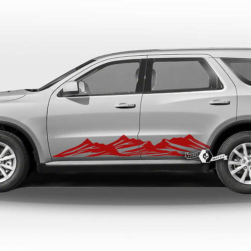 Paar Dodge Durango zijdeuren strepen rocker paneel bergen wrap sticker vinyl stickers
