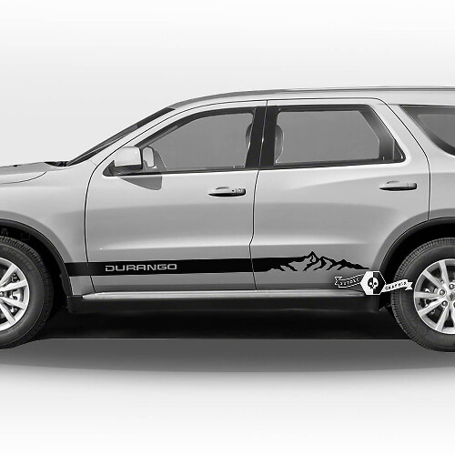 Paar Dodge Durango zijdeuren rocker paneel bergen strepen trim sticker vinyl stickers
