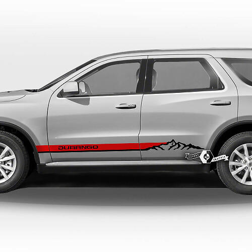 Paar Dodge Durango zijdeuren rocker paneel bergen strepen trim sticker vinyl stickers 2 kleuren
