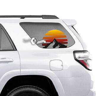 Paar 4Runner Window Mountains Sunset Retro Side Vinyl Decals Stickers voor Toyota 4Runner - Gekleurd
