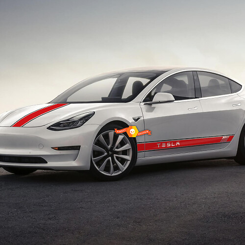 Racingstijl zij- en motorkapstrepen vinyl decalset voor Tesla
