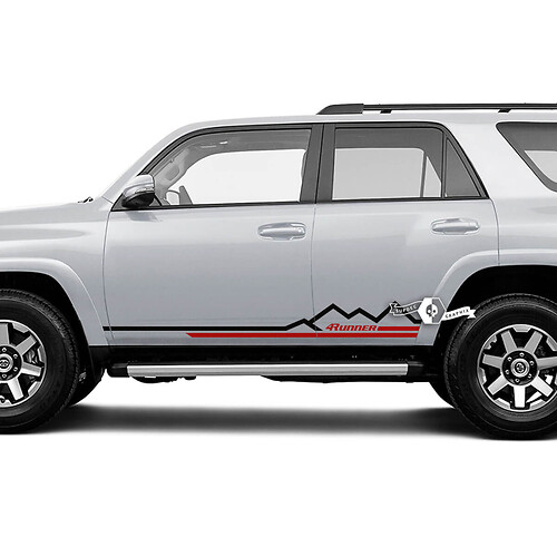 Toyota 4Runner zijdeur vinyl sierstickers | Mountain Rocker-strepen
