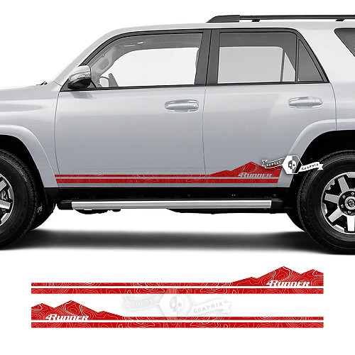 Paar 4Runner Zijdeur Vinyl Bergen Rocker Panel Topografische Kaart Stijl Streep Vinyl Decals Stickers voor Toyota TRD 4Runner
