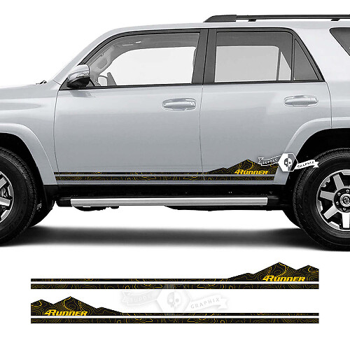 Mountains Topografische Kaart Stijl Strip Rocker Panel Deur Vinyl Stickers voor Toyota 4Runner