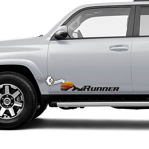 Paar 4Runner Window Mountains Sunset Retro Zijdeur Vinyl Decals Stickers voor Toyota 4Runner - Gekleurd
