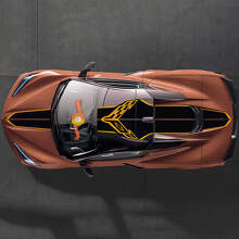 Racestrepen met Gekruiste Vlaggen Bovenste Zij Vinyl Decal Kit voor Chevrolet Corvette C8_2
