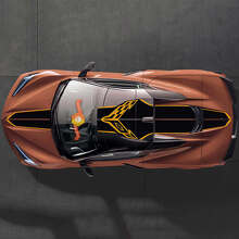 Racestrepen met Gekruiste Vlaggen Bovenste Zij Vinyl Decal Kit voor Chevrolet Corvette C8_2