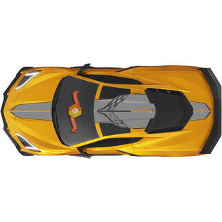 Kit past op motorkap achter motorluikdeksel dak Chevrolet C8 Corvette Stingray Z06 C8R Rally Racing vlag vinyl strepen stickers 2 kleuren
