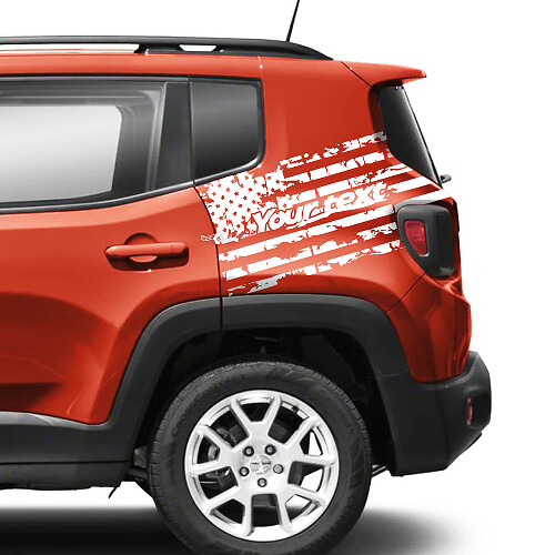 Paar Jeep Renegade achterspatbord USA vlag vernietigd grafische vinyl sticker sticker mono verloop
