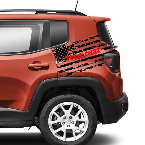 Paar Jeep Renegade achterspatbord USA vlag vernietigd grafische vinyl sticker sticker 2 kleuren
