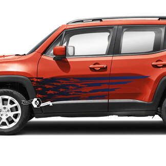 Paar Jeep Renegade deuren USA vlag vernietigd grafische vinyl sticker sticker 2 kleuren verloop

