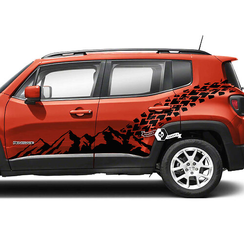 Paar Jeep Renegade Deuren Mountain Side Stripe Achterspatbord Bandenspoor Trim Grafische Vinyl Decal Sticker
