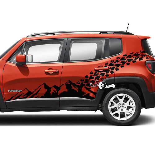 Mountain Side Stripe Bandenpatroon Sticker voor Jeep Renegade