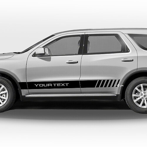 Racingstrepen met aangepaste tekst zijvliessticker set voor Dodge Durango