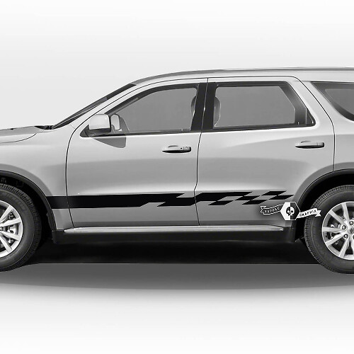 Paar Dodge Durango zijdeuren rocker paneel trim dambord vlag strepen sticker vinyl stickers
