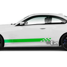 Paar BMW M2 M240 G42 F22 F87 M Prestaties Dambord Vlag Kant Streep Deuren Streep Vinyl Decal Sticker
 2