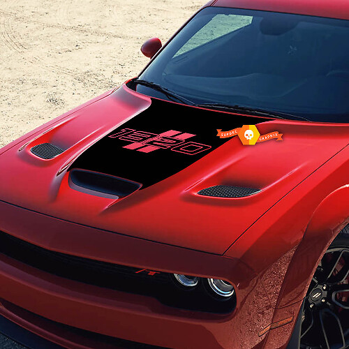 1320 Center Blackout — Vinylsticker (motorkap) voor Dodge Challenger