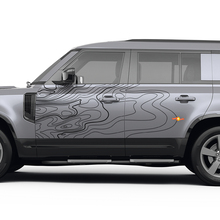Paar deuren topografische kaart sticker voor Land Rover Defender 110 vinylsticker
 2