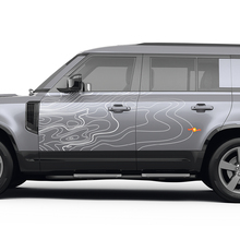 Paar deuren topografische kaart sticker voor Land Rover Defender 110 vinylsticker
 3