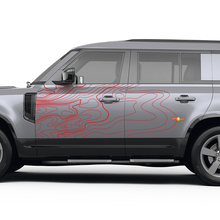 Paar deuren topografische kaart sticker voor Land Rover Defender 110 vinylsticker
 4