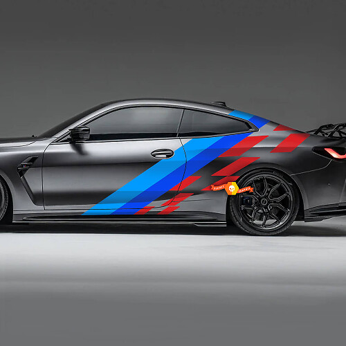Kant M kleuren strepen geblokte vlag deuren achter Vinyl Decal Sticker geschikt voor BMW F36 F32 F30 F80 F82 G30 G20 G80 G82 enz
