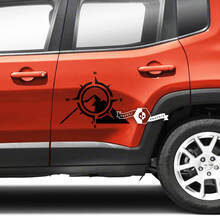 Paar Jeep Renegade deuren zijkant bergen grafisch kompas vinyl sticker sticker streep
 2