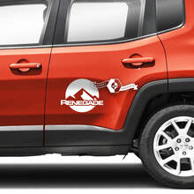 Paar Jeep Renegade deuren zijkant bergen grafisch logo vinyl sticker sticker streep
 2