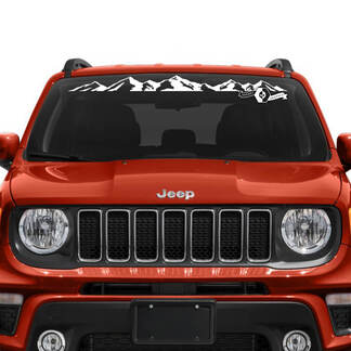 Jeep Renegade voorruit venster grafische bergen vinyl sticker
