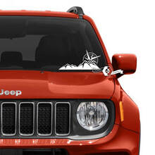 Voorruit venster Jeep Renegade grafische bergen kompas vinyl sticker
 2