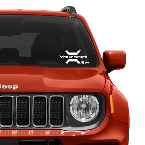 Aangepaste tekst grafische vinyl decal sticker voor Jeep Renegade voorruit raam
