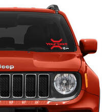 Aangepaste tekst grafische vinyl decal sticker voor Jeep Renegade voorruit raam 3