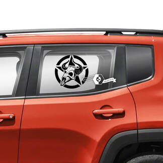 Paar Jeep Renegade deuren raam zijkant grafische schedel militaire ster vinyl sticker sticker
