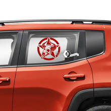 Paar Jeep Renegade deuren raam zijkant grafische schedel militaire ster vinyl sticker sticker
 2