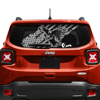 Jeep Renegade achterklep venster USA vlag gehavend vernietigd vinyl sticker
 1