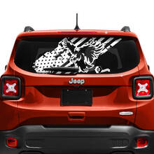Jeep Renegade achterklep venster USA vlag gehavend vernietigd vinyl sticker
 2