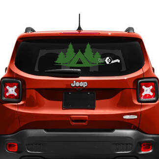 Jeep Renegade voorruit venster grafische achterklep venster USA vlag gehavende vernietigde vinyl sticker
