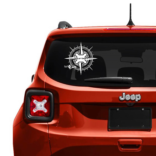 Aangepaste Tekst Kompas Achterklep Raam Vinyl Decal Sticker voor Jeep Renegade