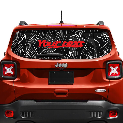 Aangepaste Tekst Topografische Kaart Achterklep Raam Vinyl Sticker 2 Kleuren voor Jeep Renegade