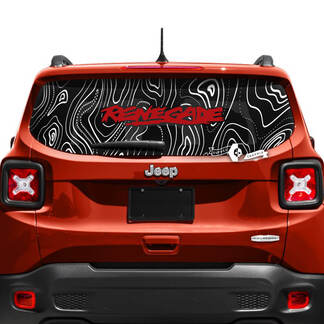Jeep Renegade achterklep venster logo topografische kaart vinyl sticker sticker 2 kleuren
