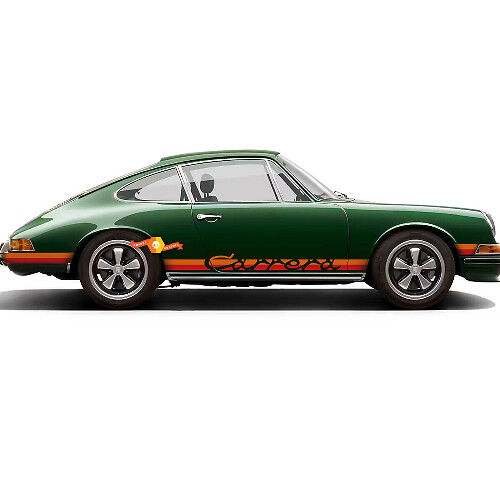 Porsche 911 Carrera Vintage Kleurstrepen Zijdecal Sticker 2 944 911 959 930 Carrera RS