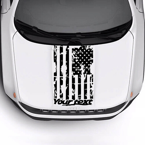Aangepaste tekst USA-vlag versleten vernield motorkaplogo streep vinyl decal sticker voor Jeep Renegade Trailhawk 1