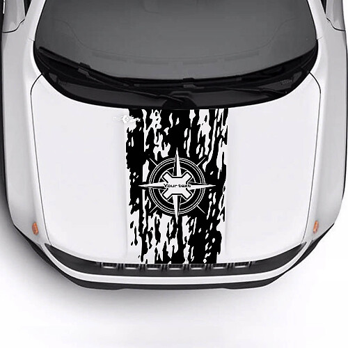 Aangepaste Tekst Kompas Versleten Vernield Vlag Motorkap Vinyl Decal Sticker voor Jeep Renegade Trailhawk