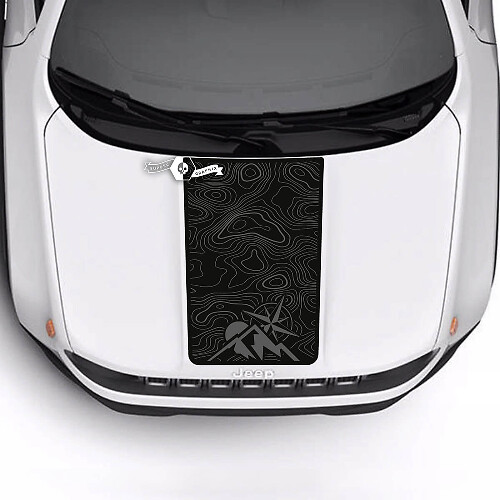 Jeep Renegade Trailhawk Sport bergen topografische kaart Hood Stripe Vinyl Decal Sticker

