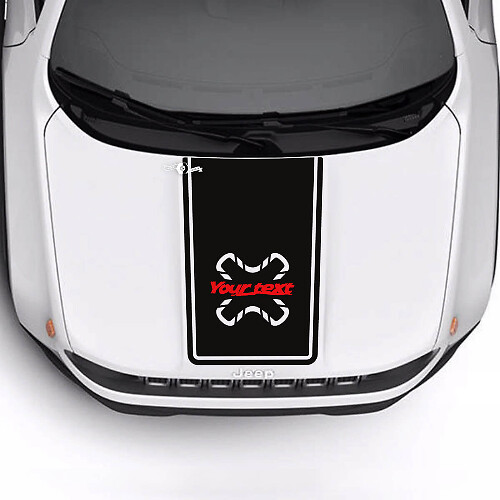 Custom Text Motorkaprand Vinyl Decal Sticker 2 Kleuren voor Jeep Renegade Trailhawk