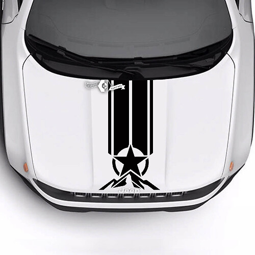 Jeep Renegade Trailhawk Sport Hood Militaire Star Stripe Trim Vinyl Decal Sticker

