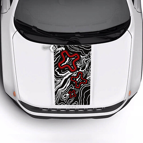 Jeep Renegade Trailhawk Sport topografische kaart Logo Hood Stripe Vinyl Decal Sticker 2 kleuren
